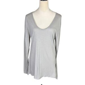 Mono B NWT Gray Long Sleeve Scoop Neck Slub Knit Athleisure Tee Shirt